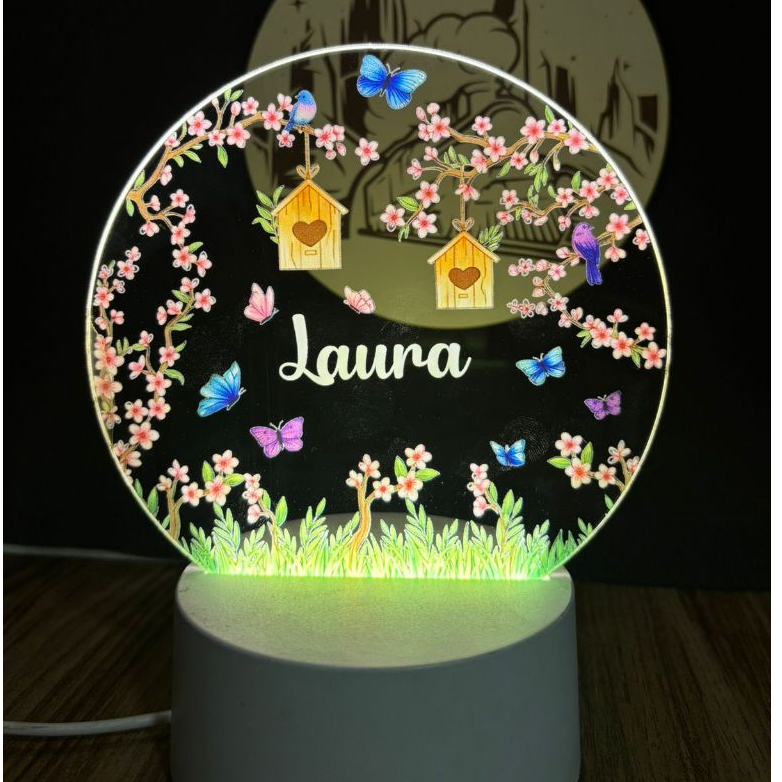 Luminária Abajur Para Quarto Personalizada Nome Jardim Menina Infantil Decorativa Presente