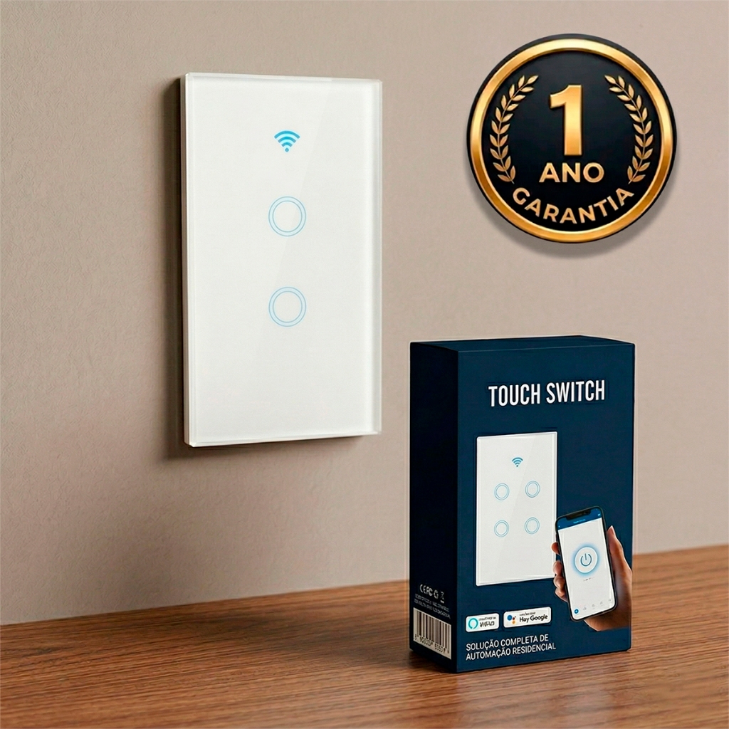Interruptor Inteligente Wifi 4 Teclas Botões Touch Smart Life E Tuya Compativel Com Alexa Google E Siri