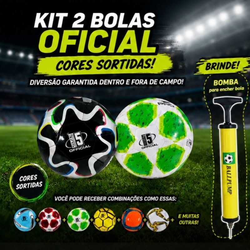 kit 2 Bolas Futebol Campo + bomba de brinde