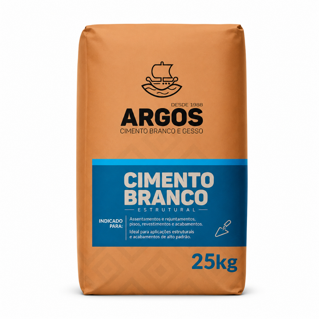 Cimento Branco Estrutural Argos 25Kg Alta Resistência Reforma Construção