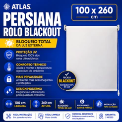 Persiana Em Rolo De Tecido Blackout 100x260cm Branco Atlas