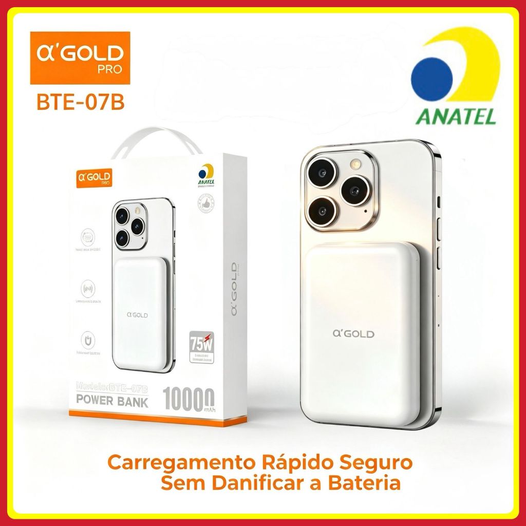 Power Bank Carregador Portátil MagSafe 10000-5000mAh 7.5W Carregamento Rápido Sem Fio original AGold