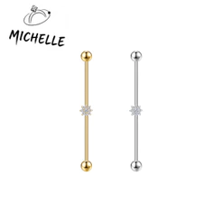 Piercing Transversal Aço Cirurgico Pvd de ZircôNia Mini Flor