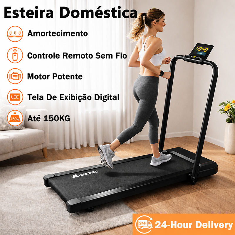 Esteira Doméstica Dobrável Tela de Exibição Digital LED Amortecimento E Silenciosa-Até 150kg