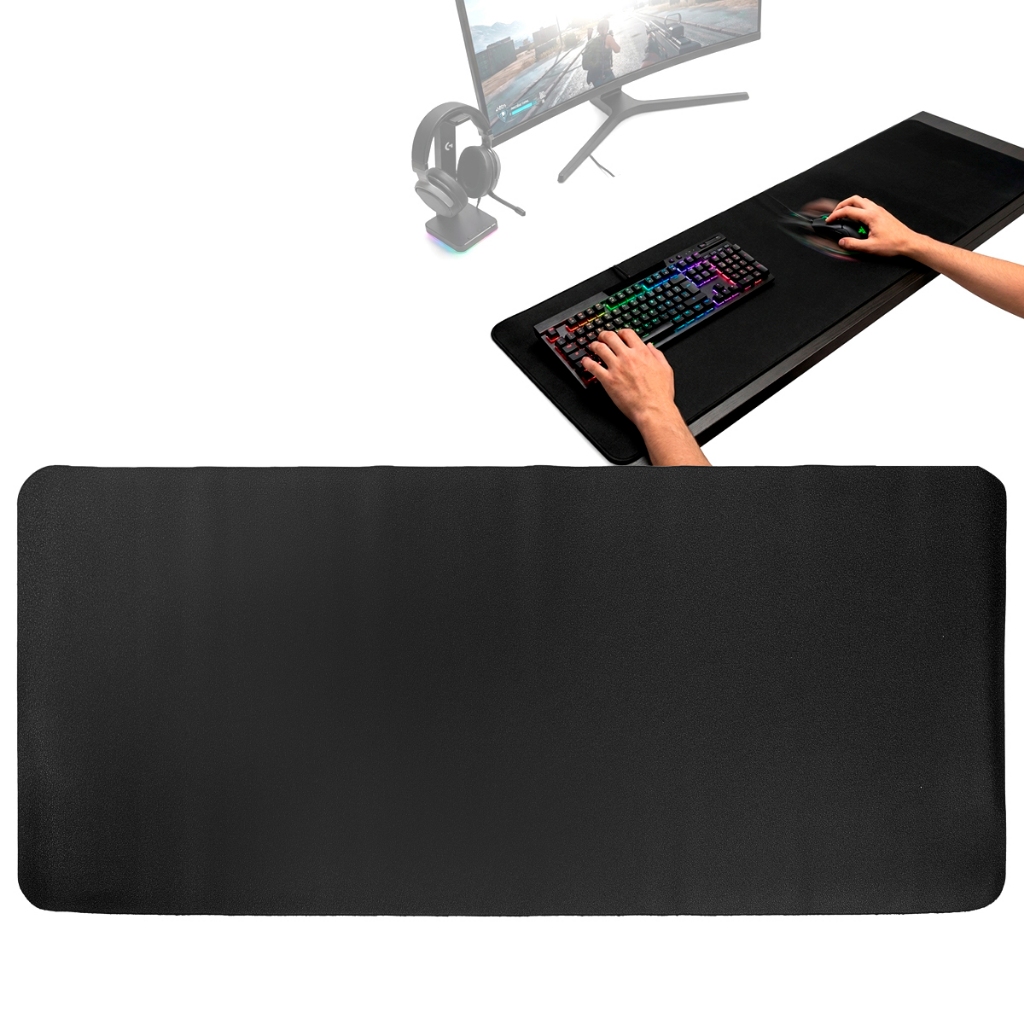 Mouse Pad Gamer Extra Grande 70x35cm Preto Speed Liso