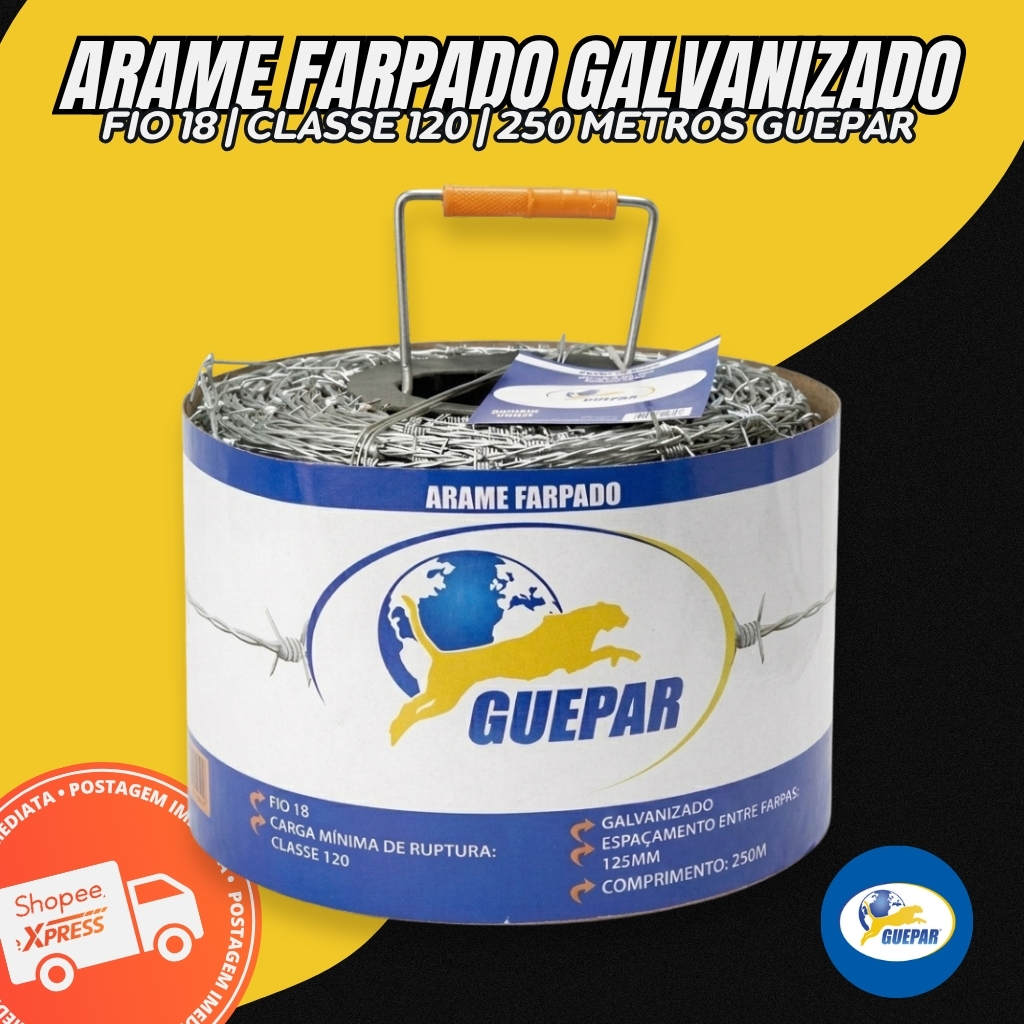 Arame Farpado Galvanizado Alta Resistência Cerca Rural Gado e Segurança 250m Fio 18