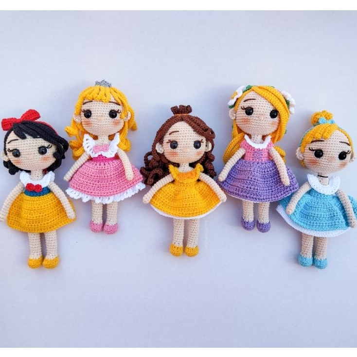Princesas Encantadas Disney em Amigurumi | Bonecas de Crochê Artesanais 19cm Boneca de Crochê Amigurumi Princesas Disney