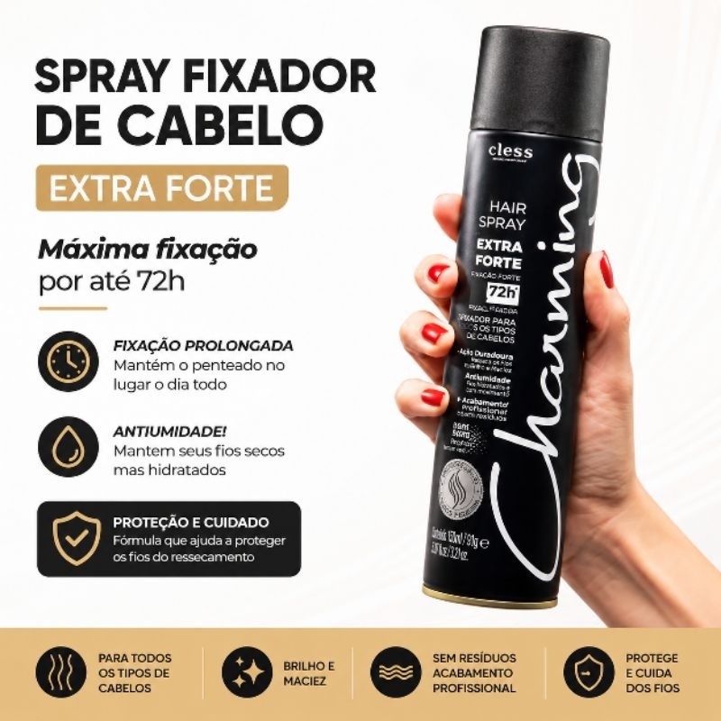 SPRAY FIXADOR DE CABELO EXTRA FORTE CHARMING 400 ML