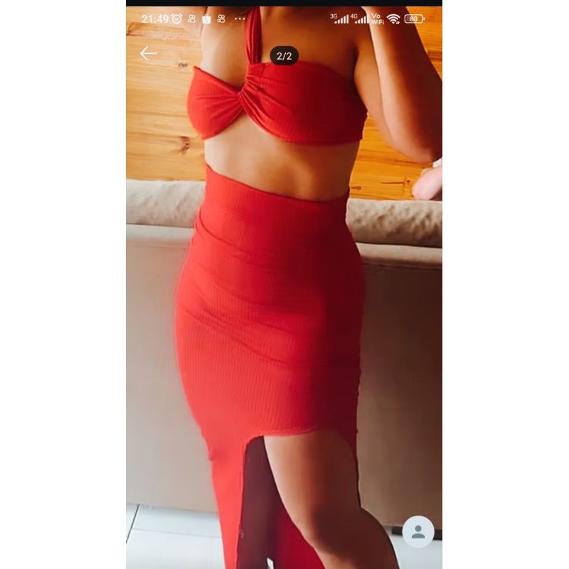 Conjunto Feminino Mula Manca com Saia Longa e Fenda – Cropped + Saia Estilosa