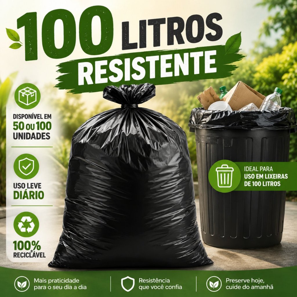 Saco de Lixo 100 Litros Resistente Direto da Fábrica Kit Econômico