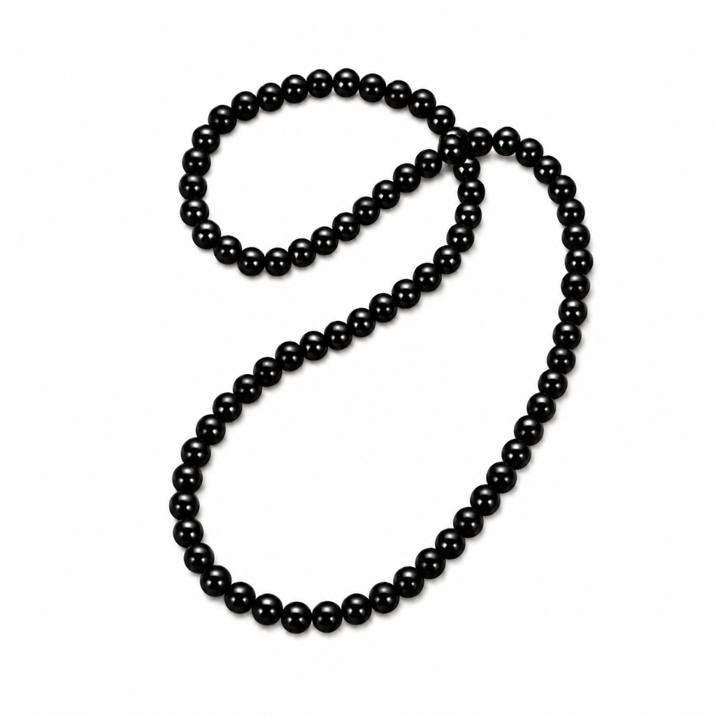 Colar de Pérolas Premium Preto 8mm