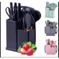 Kit Completo 19 Peças Utensílios de Cozinha Silicone Antiaderente e Resistente ao Calor