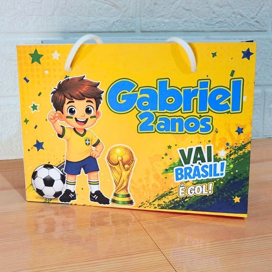 Sacolinha Futebol Brasil Personalizada/Lembrancinha Festa Infantil Menino/Pegue e Monte