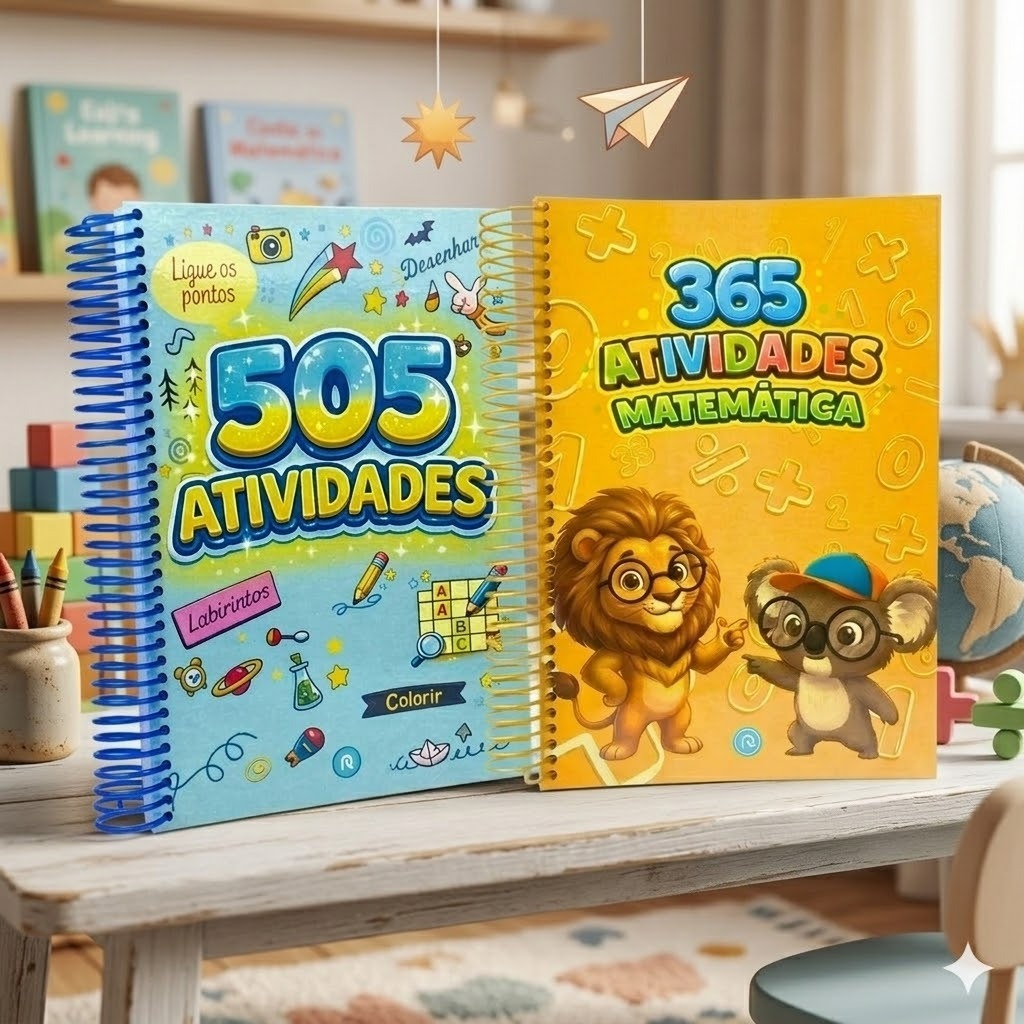 Kit Infantil 505 Atividades + Livro De Atividades Matemática Educativas Passatempo Pintar Escolar