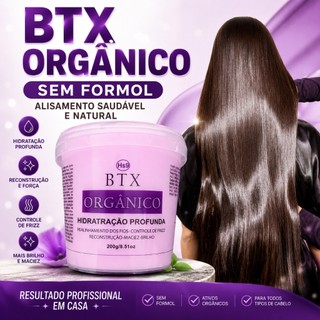 BTX Orgânico 200g Sem Formol Hidratação Profunda Realinhamento dos Fios de Fácil Aplicação