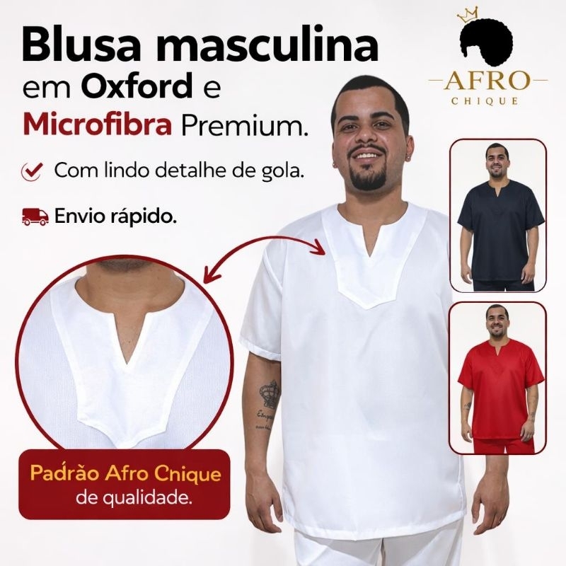 Bata Blusa Masculina Ração Umbanda E Candomblé