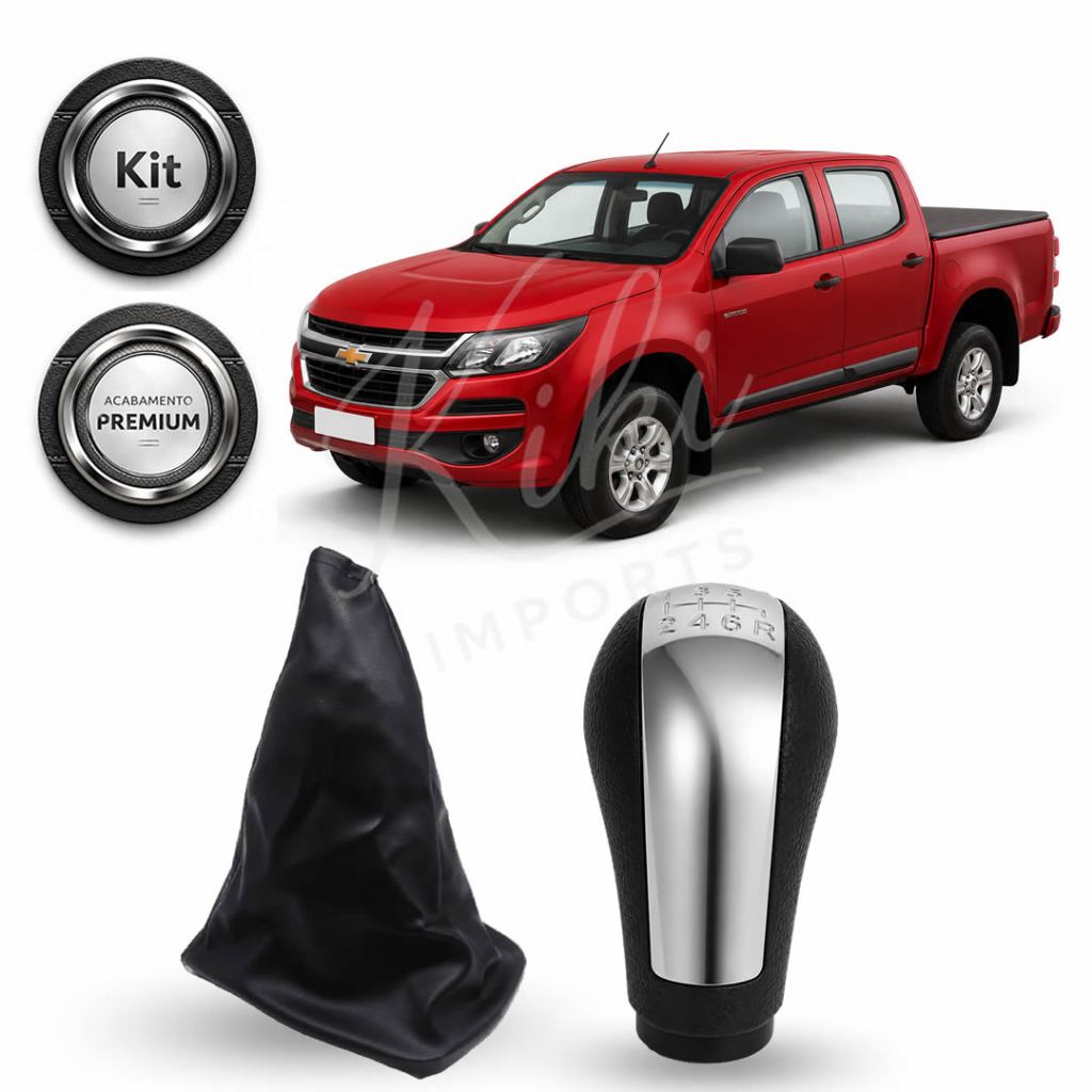 Kit Manopla e Coifa De Câmbio Chevrolet S10 2012 a 2017 Couro Ecológico Premium