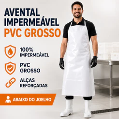 Avental Profissional Impermeavel Branco Com CA Uso Cozinha Churrasco Lavavel