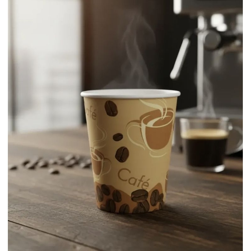 50 uni copo de café de papel biodegradavel 110 ml Personalizado como na foto
