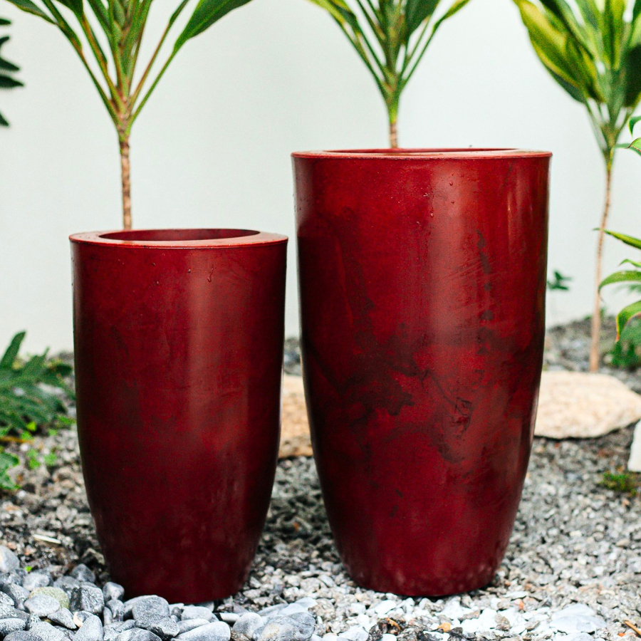 Kit Vasos Para Planta Coluna Ibiza Luxo Resistente Liso Marmorizado