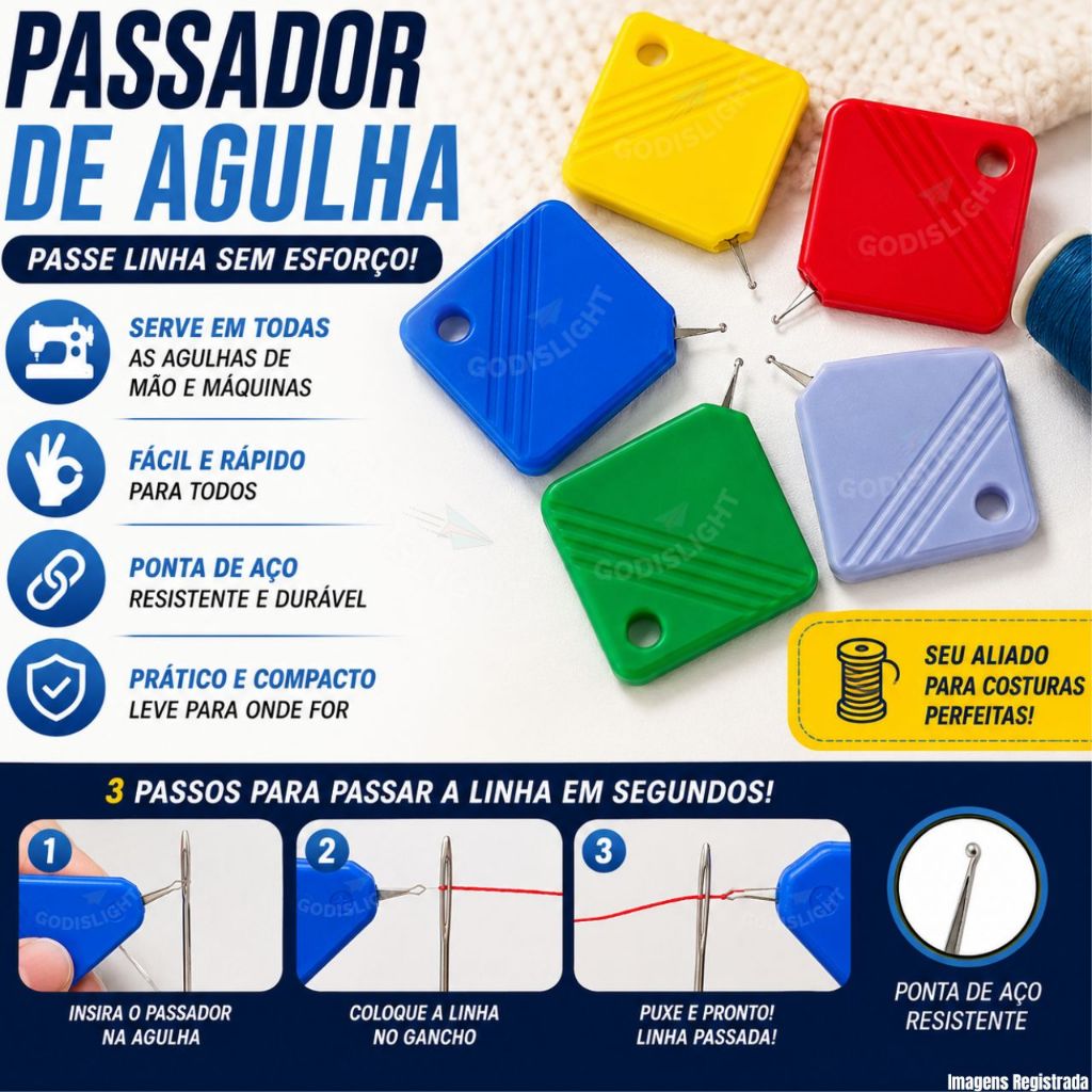 Passador Enfiador De Linha Costura Na Agulha Costureira Muito Mais Agilidade Rapidez No Dia Dia