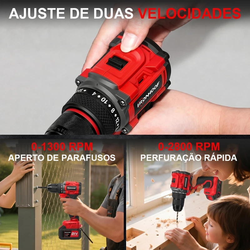 Furadeira Parafusadeira Elétrica e Chave de Impacto a Bateria Brushless — foto 5