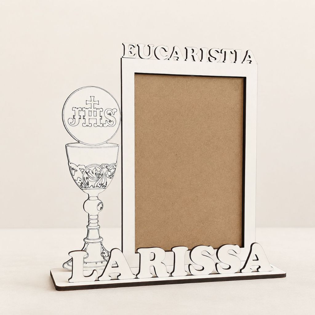 Lembrancinha Porta-Retrato Primeira Comunhão Eucaristia Personalizada em MDF