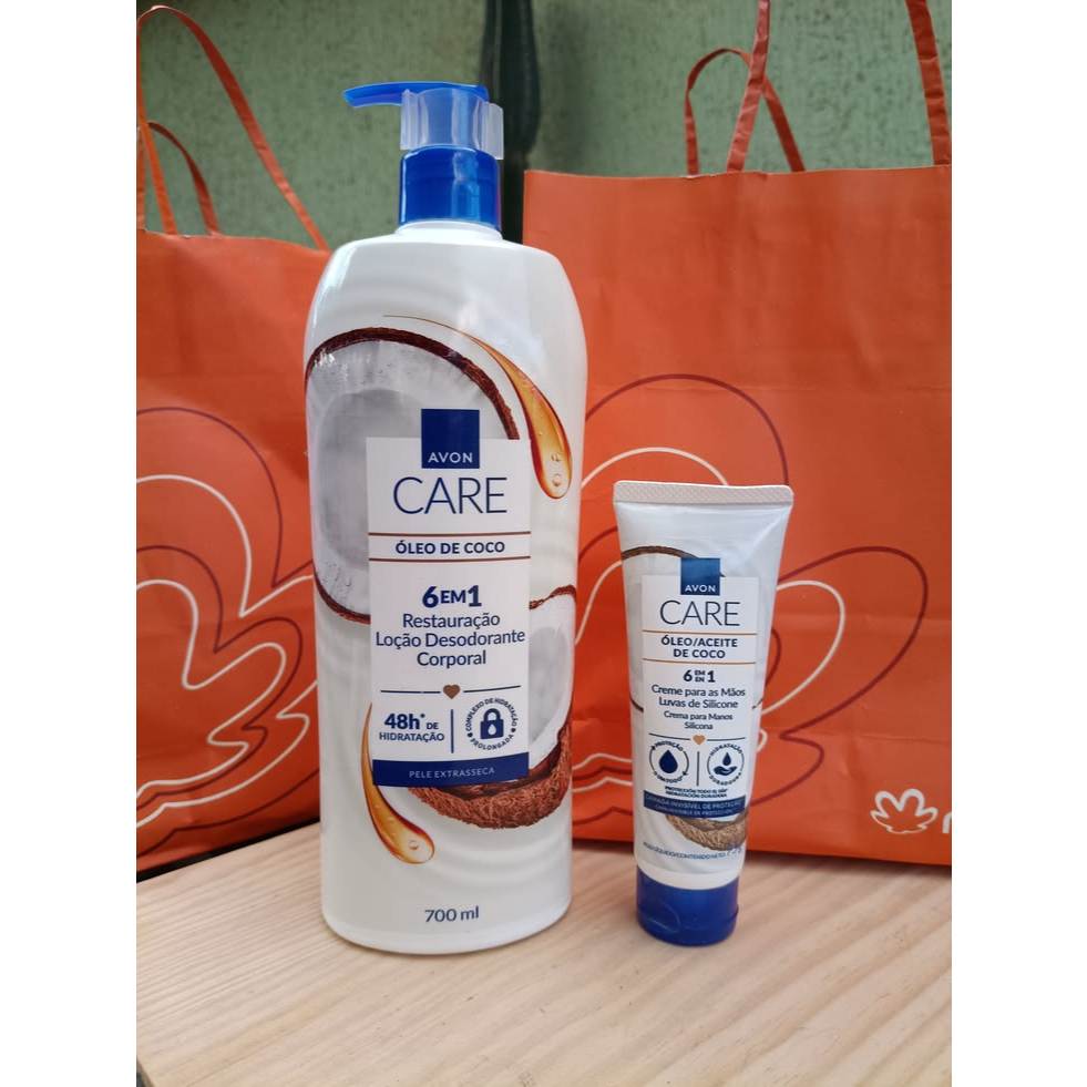 HIDRATANTE CORPORAL AVON CARE ÓLEO DE COCO 700ML + Luva de Silicone 75g
