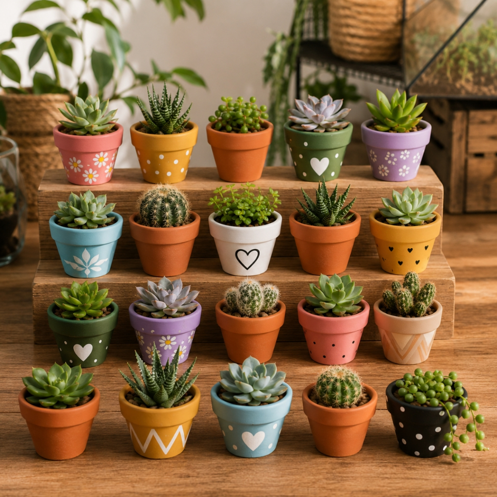 Kit 50 Mini Vasinho de Barro 5X4cm Cerâmica Cachepô Suculenta P/ Jardinagem Artesanal