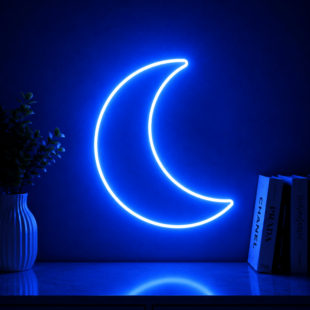 Luminária Led Neon Lua 25 Cm Bivolt Letreiro Decoração Quarto Festa Balada Luz Parede Iluminação