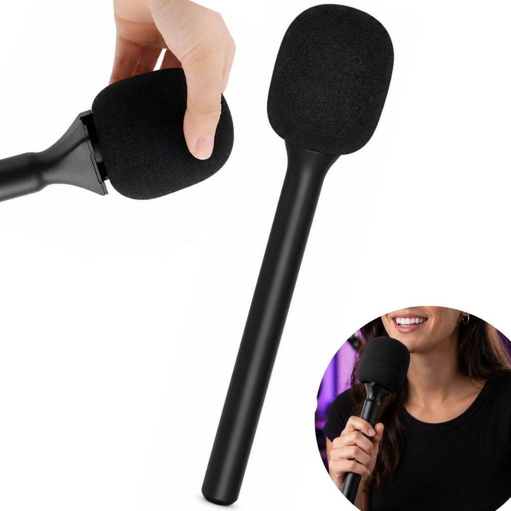 Suporte Mão Bastão P/ Microfone Entrevista Adaptador Lapela