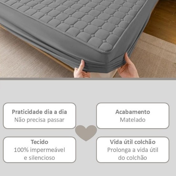 Protetor de Colchão Casal Impermeável Colchão Box Casal Com Elástico Matelado - Silencioso