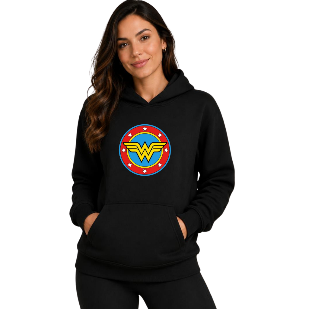 Moletom Feminino Mulher Maravilha Blusa De Frio Algodão Premium P a GG Inverno Quente Alta Qualidade