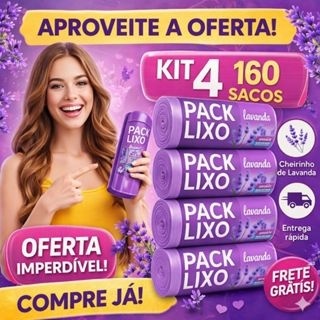 Kit Pack Sacos de Lixo Perfumados 10L Lavanda Sacos | Pia e Banheiro 34x38cm | Neutraliza Odores