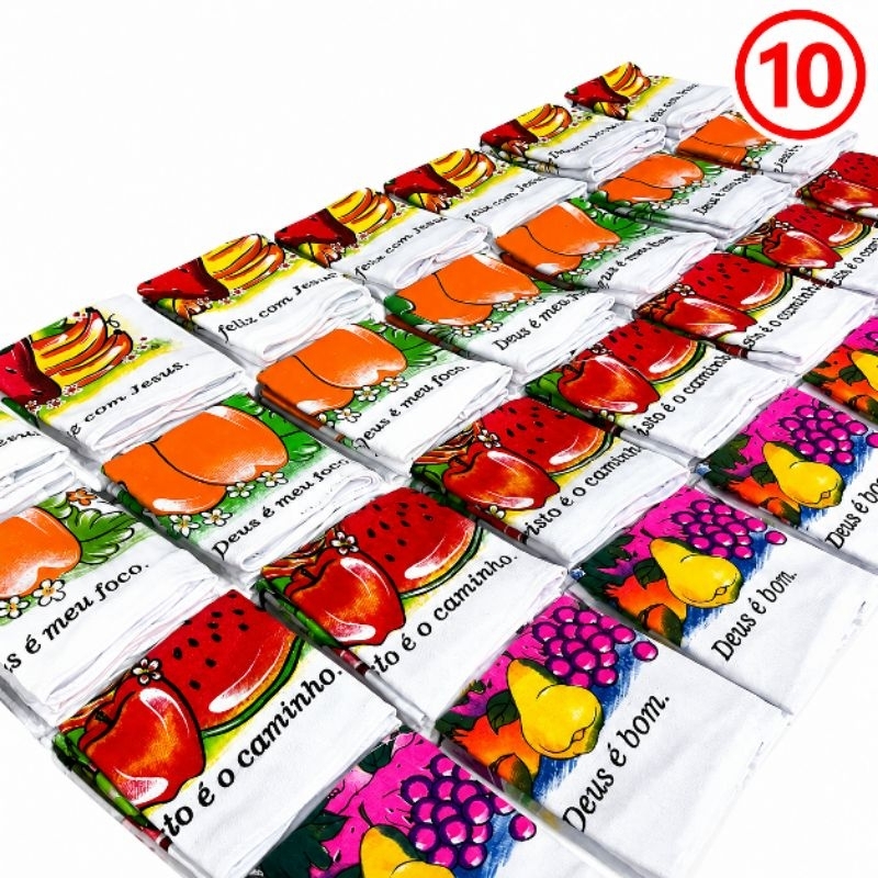 Pano de Prato,Guardanapo,Pano de Pia  Kit com 10 UnidadesTamanho 45X65 cm com com Estampas variadas