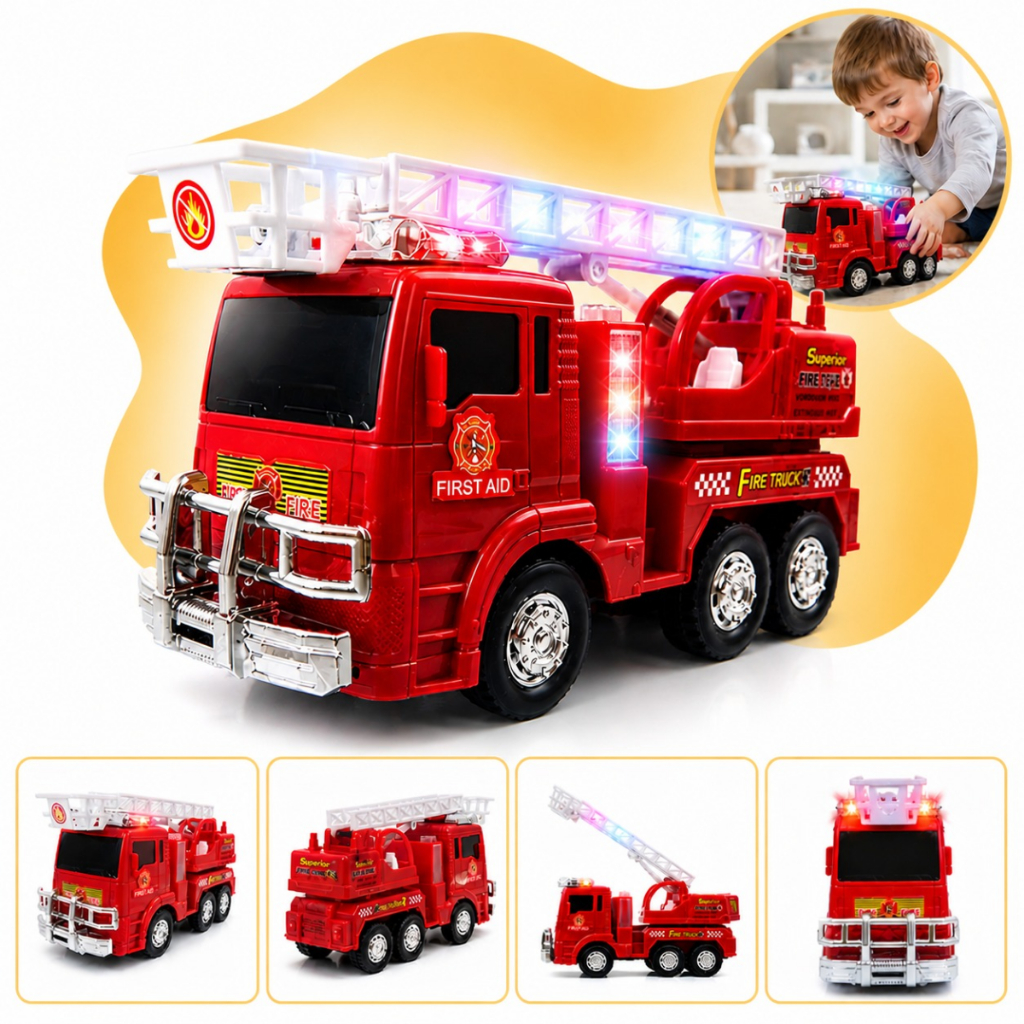 Caminhão Bombeiro Brinquedo Carro Carrinho  C/ Sirene Som Luz Movimento Escada Resgate