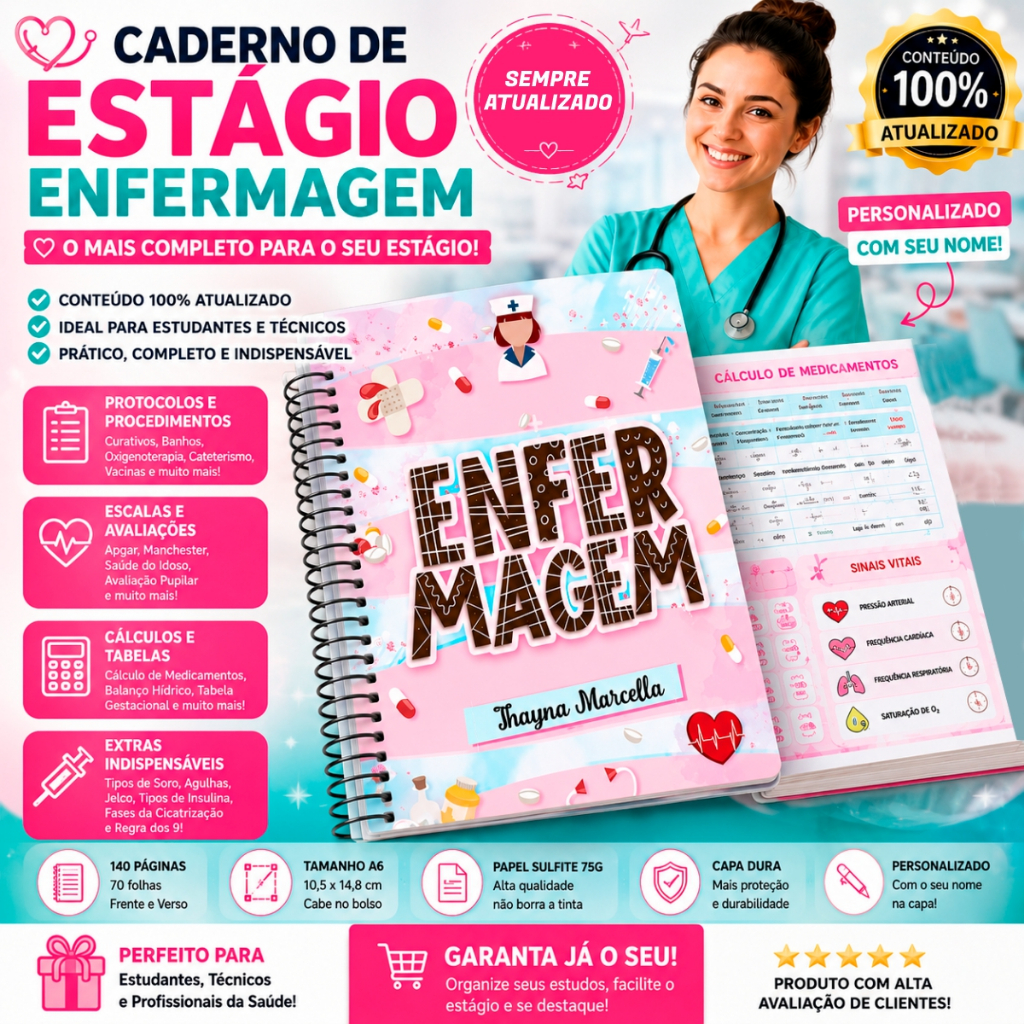 Manual de Bolso Enfermagem Caderneta Para Curso Tecnico de Enfermagem