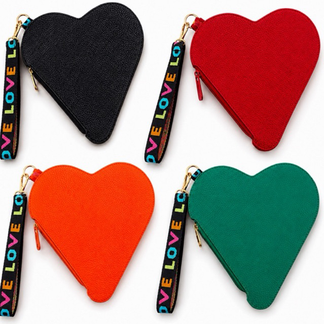 Bolsa de Mão Feminina Coração Clutch Pequena Couro Sintético Elegante Festa