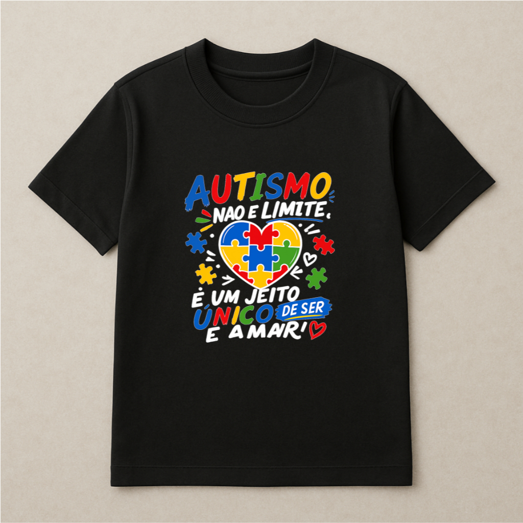 Camisa Personalizada Autismo Estampada Adulto Infantil Ótimo Acabamento E Durabilidade 100% Poliéster
