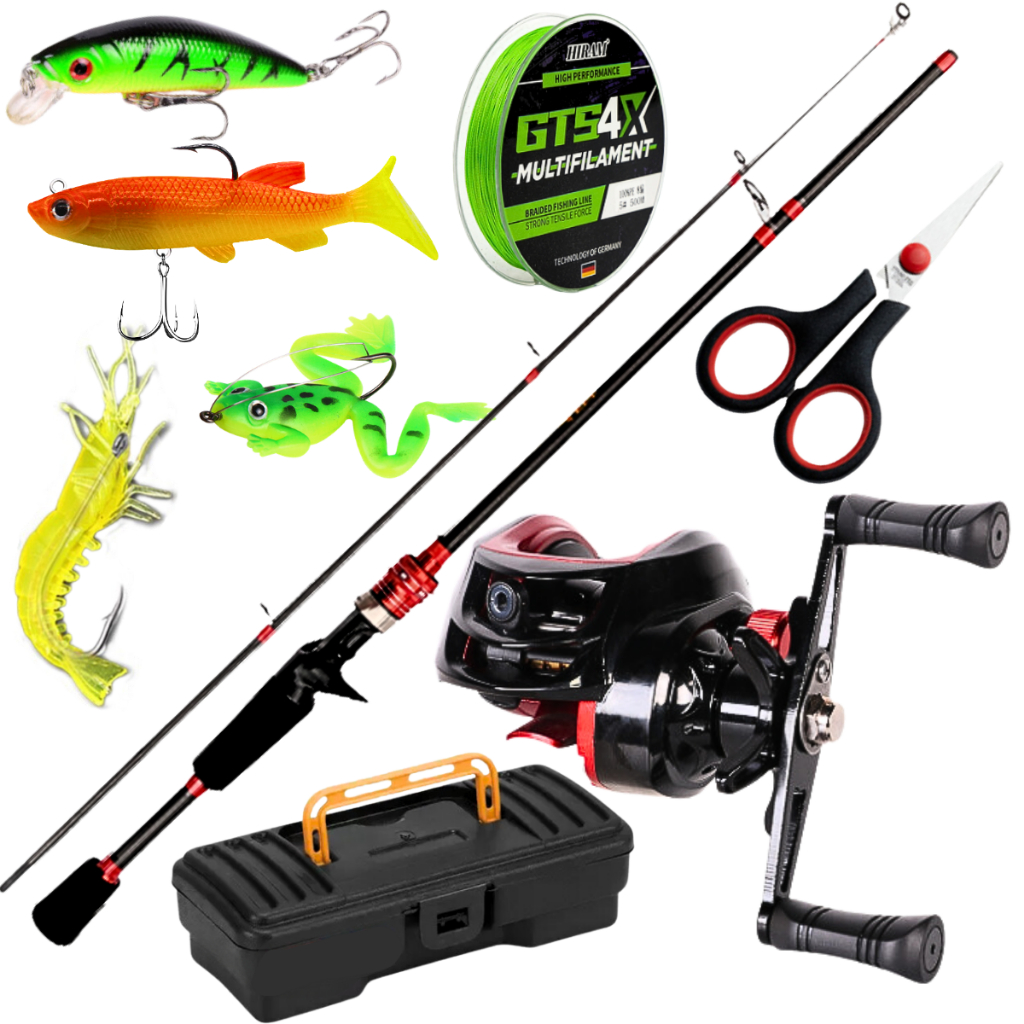 Carretilha de Pesca Drag 10 kg Vara Fibra Carbono Linha Multifilamento Isca Artificial Kit Conjunto