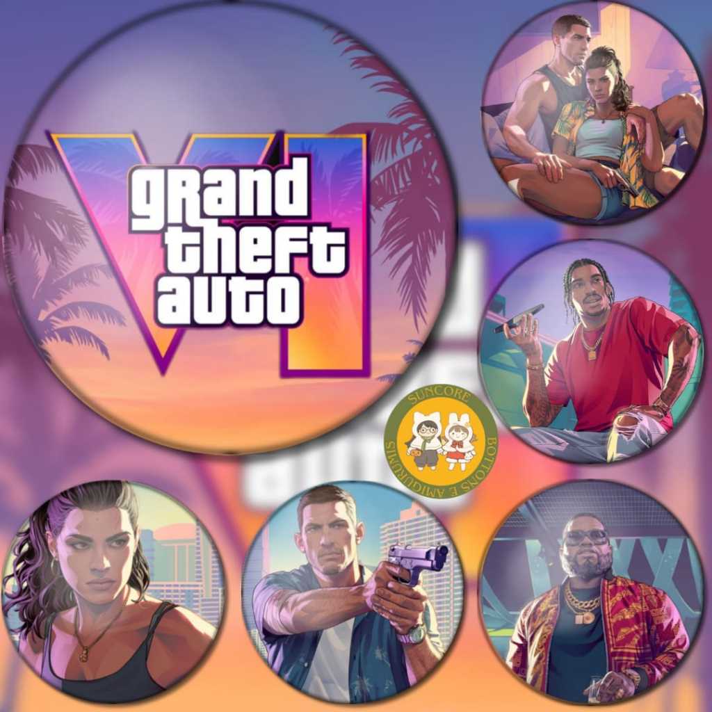 Bottons GTA 6 - 4,4cm - Colecionáveis Geek