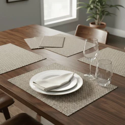 Jogo Americano de Mesa 8 Peças Souplast 4 Porta Copos + 4 Porta Pratos Elegante Moderno Lavavel