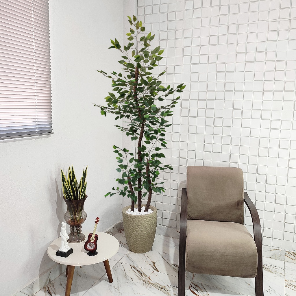 Árvore Artificial Fícus Verde 190cm Grande Vaso Decoração Pedra
