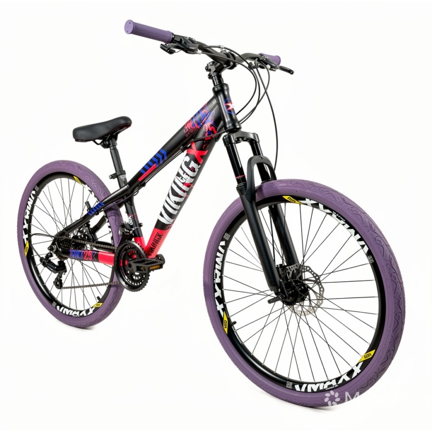 Bicicleta VikingX Tuff25 Aro26 21V Roda Vmaxx Pneu Flame Roxo - Preto Rosa