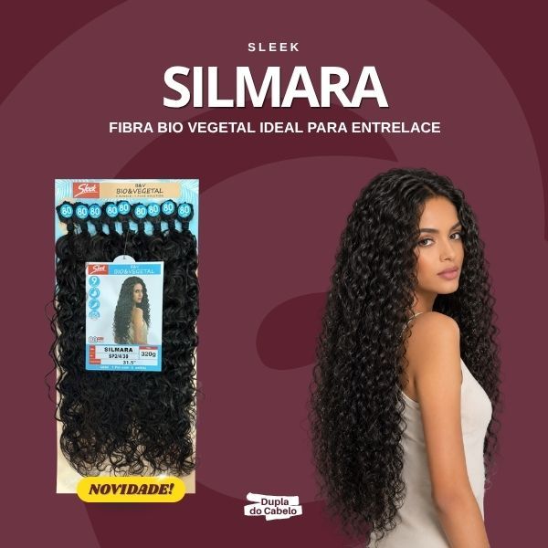 Cabelo Silmara - Sleek / 80cm e 320G /  Fibra Premium de Alta Aderência / Toque de Cabelo Humano / Bio Fibra Humanizada