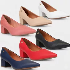 Sapato Scarpin Feminino Vizzano Bico Fino Salto Baixo Bloco Original