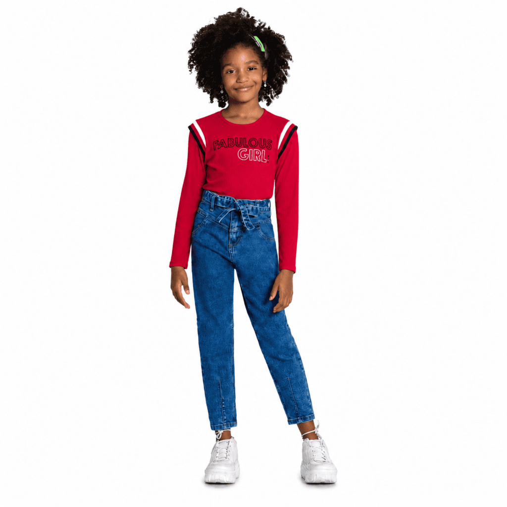 Blusa Infantil Feminina Manga Longa Canelada Rosa Alakazoo Premium Confortável Tamanho 08
