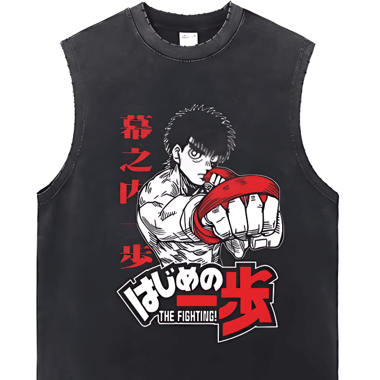 Camiseta Regata Machão Hajime No Ippo The Fighting Confortável Algodão Camiseta Cavada Masculino Macio Unissex Adulto