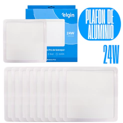 Kit 10 Luminária Painel Plafon Pro ALUMINIO Sobrepor Quadrado Led 24w 28,5x28,5 Bivolt - ELGIN