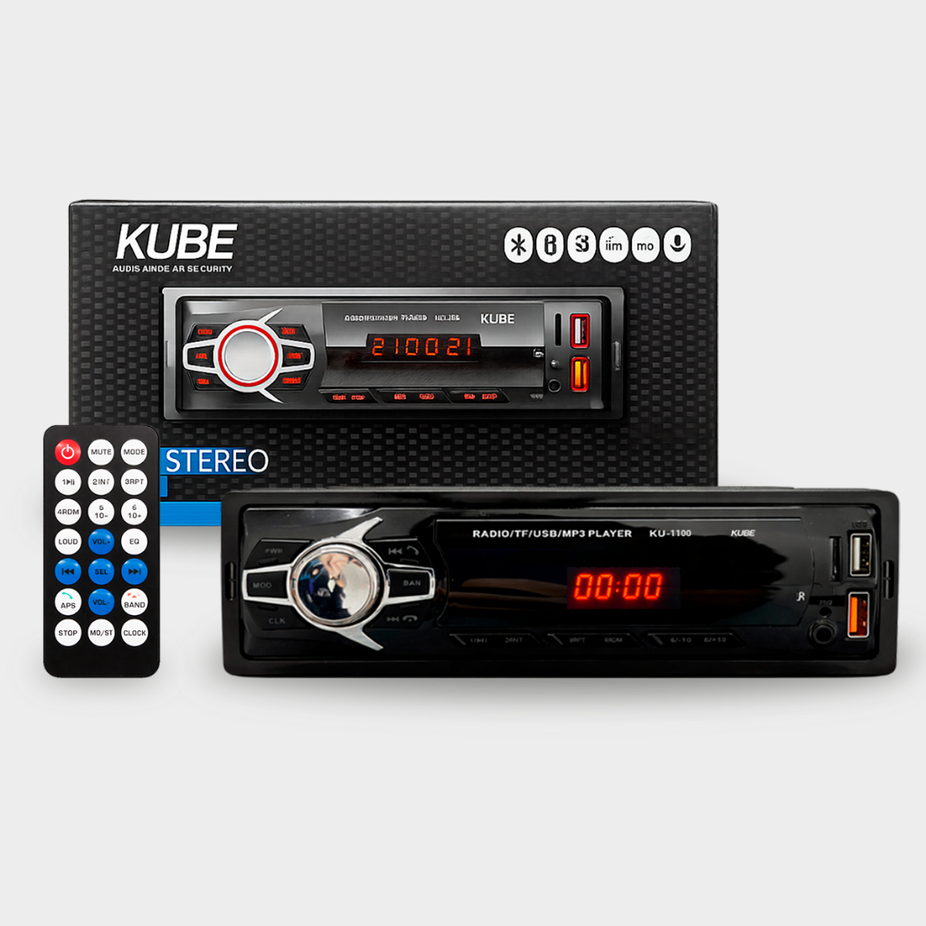 Rádio Tipo Pioneer Aparelho de Som Automotivo Bluetooth USB AUX SD Leitor MP3 Kube 4x25w Viva voz